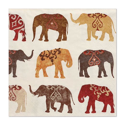Servietten, 3-lagig 1/4-Falz 33 cm x 33 cm "Elephants" 1