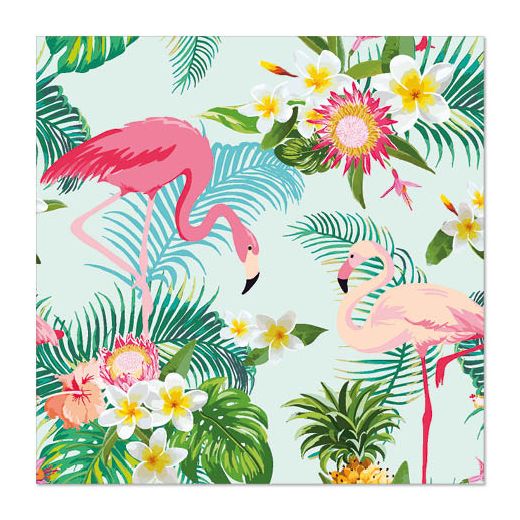 Servietten, 3-lagig 1/4-Falz 33 cm x 33 cm "Exotic Flamingos" 1