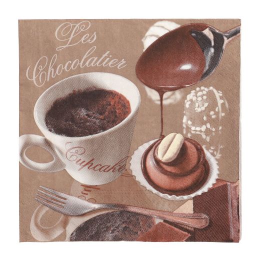 Servietten, 3-lagig 1/4-Falz 33 cm x 33 cm "Les Chocolatier" 1