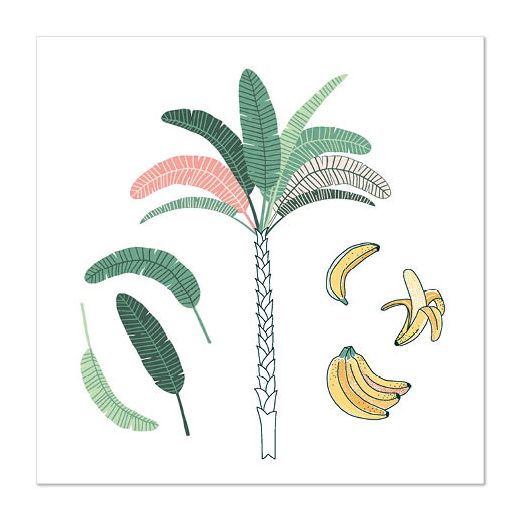 Servietten, 3-lagig 1/4-Falz 33 cm x 33 cm "Palm and Bananas" 1