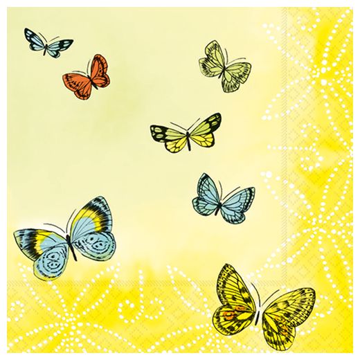 Servietten, 3-lagig 1/4-Falz 33 cm x 33 cm "Papillons" 1