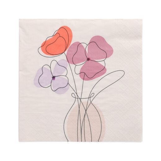 Servietten, 3-lagig 1/4-Falz 33 cm x 33 cm "Vase of Flowers" 1