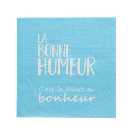 Servietten, 3-lagig 1/4-Falz 33 cm x 33 cm blau "La Bonne Humeur" 1