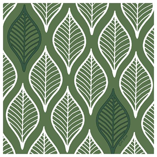 Servietten, 3-lagig 1/4-Falz 33 cm x 33 cm dunkelgrün "Leafy" 1