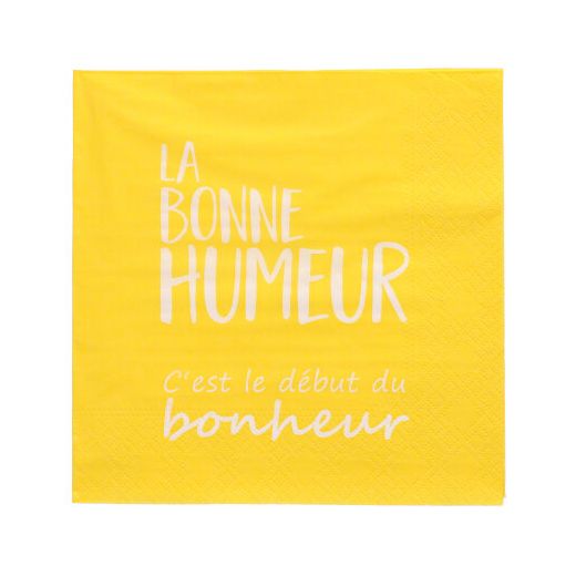 Servietten, 3-lagig 1/4-Falz 33 cm x 33 cm gelb "La Bonne Humeur" 1