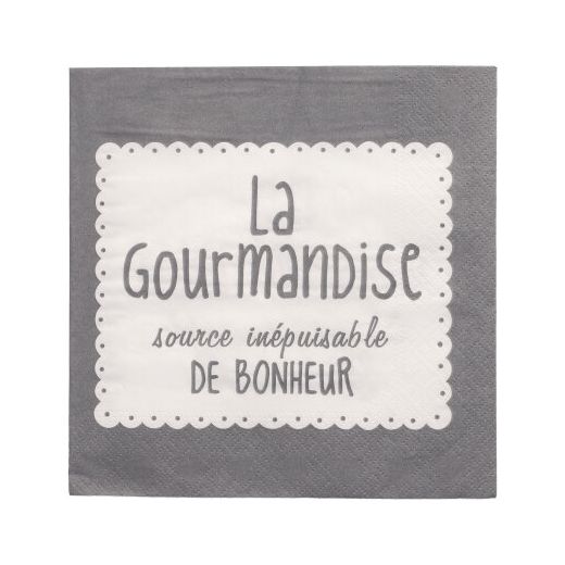 Servietten, 3-lagig 1/4-Falz 33 cm x 33 cm grau "La Gourmandise" 1