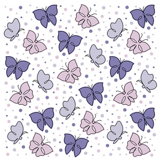 Servietten, 3-lagig 1/4-Falz 33 cm x 33 cm lila "Papillons" 1