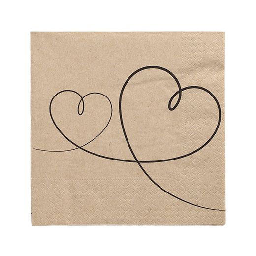 Servietten, 3-lagig 1/4-Falz 33 cm x 33 cm natur "Love" aus recyceltem Papier 1