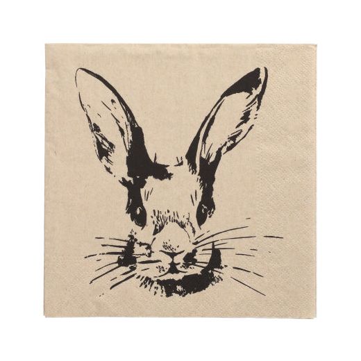 Servietten, 3-lagig 1/4-Falz 33 cm x 33 cm natur "My Name is Rabbit" aus recyceltem Papier 1