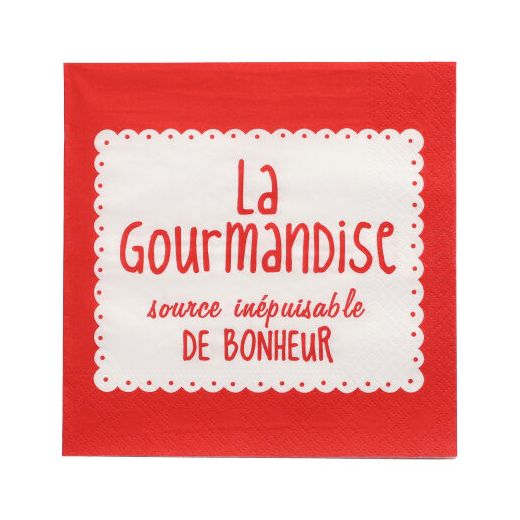 Servietten, 3-lagig 1/4-Falz 33 cm x 33 cm rot "La Gourmandise" 1