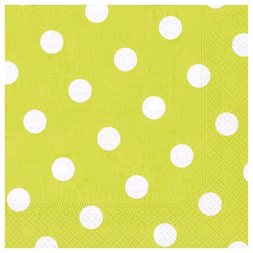 Servietten, 3-lagig 1/4-Falz 40 cm x 40 cm limonengrün "Dots" 1