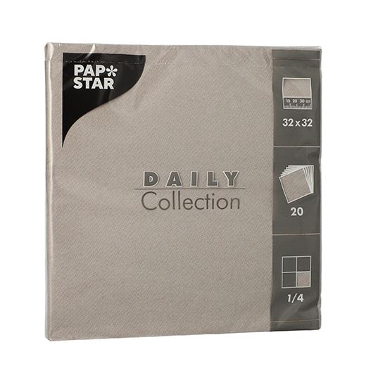 Servietten "DAILY Collection" 1/4-Falz 32 cm x 32 cm grau 1