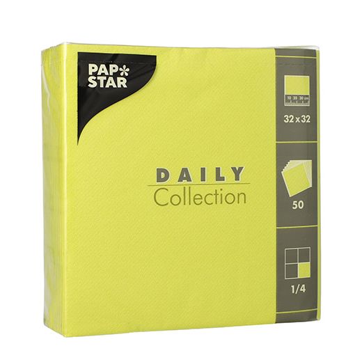 Servietten "DAILY Collection" 1/4-Falz 32 cm x 32 cm limonengrün 1