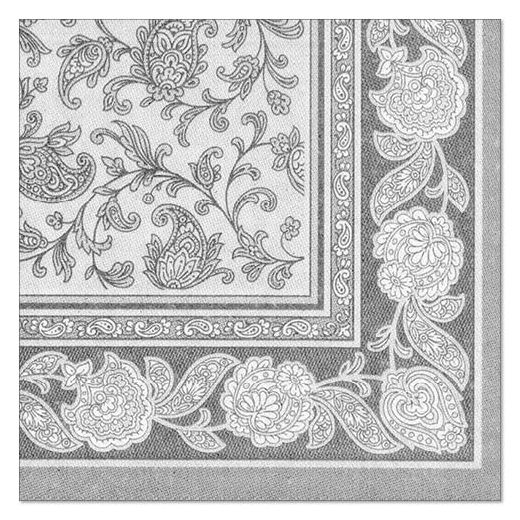 Servietten "ROYAL Collection" 1/4-Falz 40 cm x 40 cm grau "Ornaments" 1