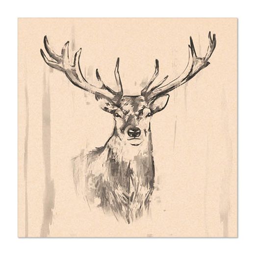 Servietten, 3-lagig 1/4-Falz 33 cm x 33 cm natur "Deer" aus recyceltem Papier 1