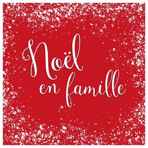 Servietten, 3-lagig 1/4-Falz 33 cm x 33 cm rot "Noel en Famille" 1