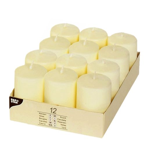 Stumpenkerzen Ø 40 mm · 60 mm elfenbein "Ivory" mit Flachkopf 1