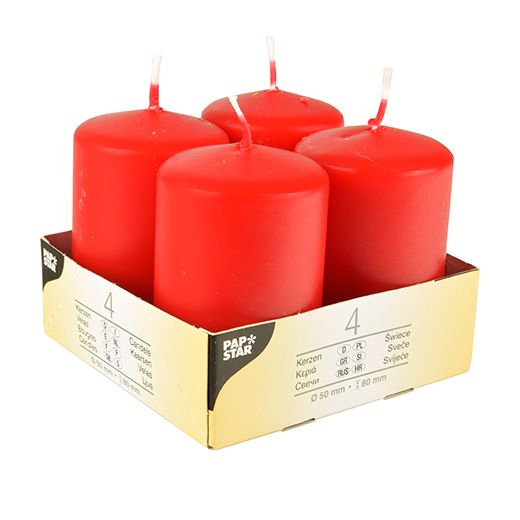 Stumpenkerzen Ø 50 mm · 80 mm rot 1