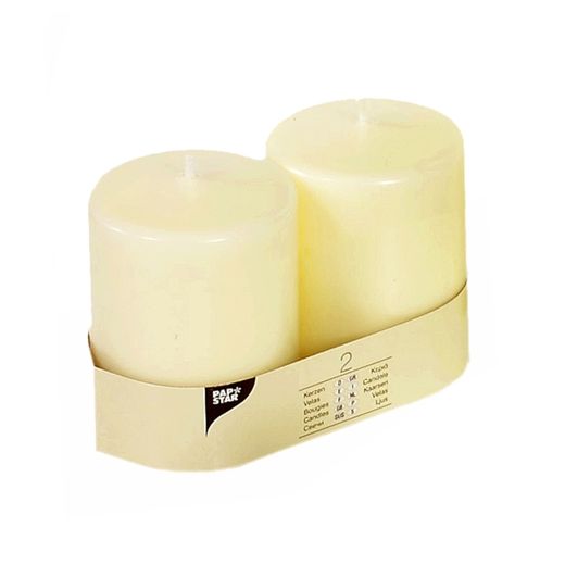 Stumpenkerzen Ø 80 mm · 100 mm elfenbein "Ivory" mit Flachkopf 1