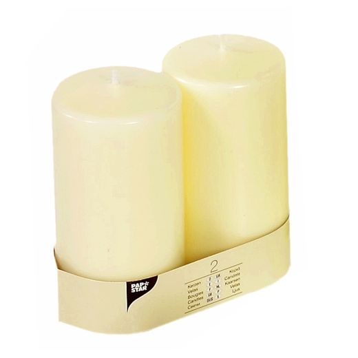 Stumpenkerzen Ø 80 mm · 150 mm elfenbein "Ivory" mit Flachkopf 1