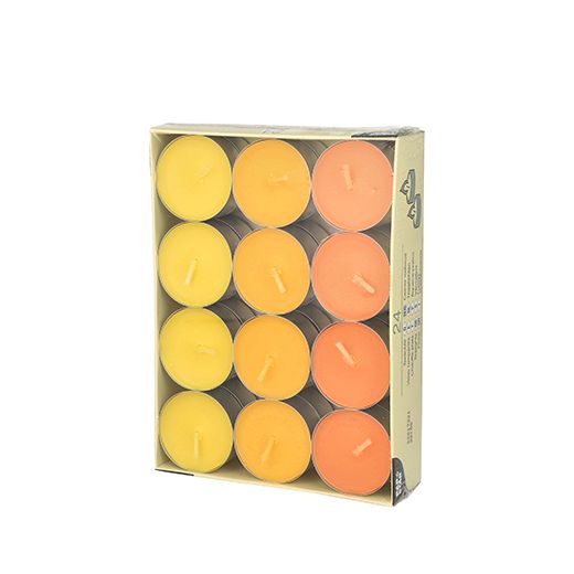 Teelichte Ø 38 mm · 16 mm "gelb, orange, borneo" 1
