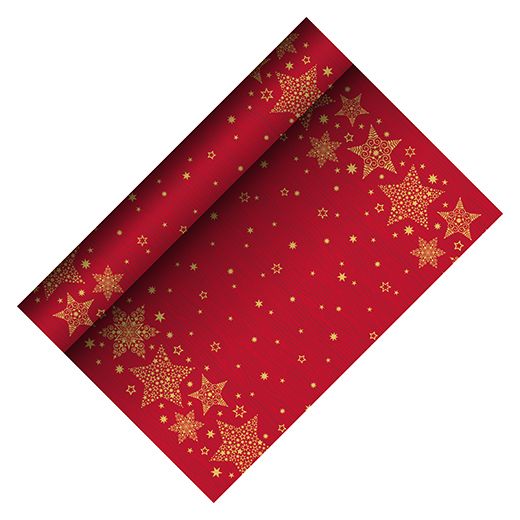 Tischläufer, stoffähnlich, Airlaid 3 m x 40 cm rot "Christmas Shine" 1