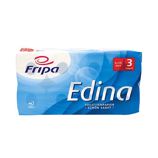 Toilettenpapier, 3-lagiges Tissue Ø 12 cm · 11 cm x 9,5 cm hochweiss "Edina" 250 Blatt 1