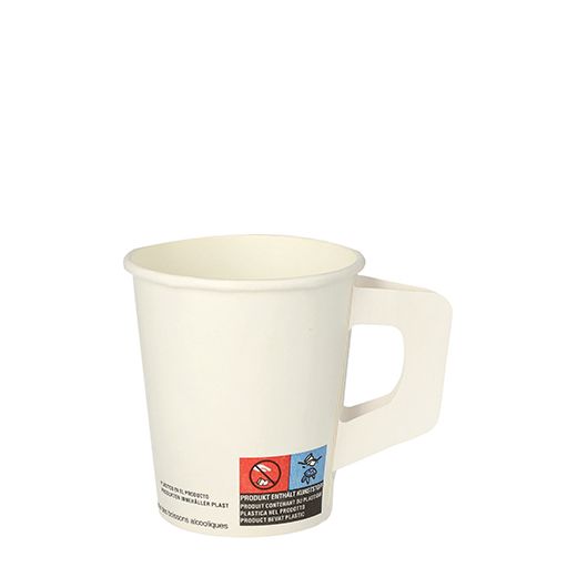 Trinkbecher mit Henkel, Pappe 0,18 l Ø 7,3 cm · 7,8 cm weiss 1