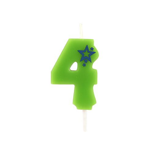Zahlenkerze, Mini 6,8 cm grün "4" 1