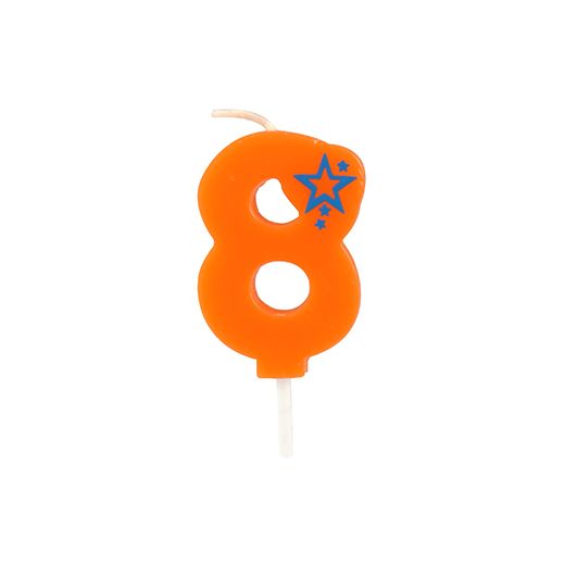 Zahlenkerze, Mini 6,8 cm orange "8" 1