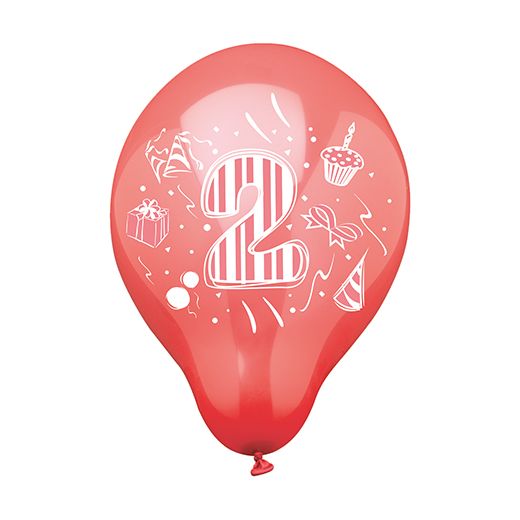 Zahlenluftballons Ø 25 cm farbig sortiert "2" 1