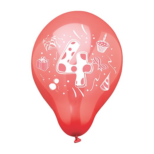 Zahlenluftballons Ø 25 cm farbig sortiert "4" 1