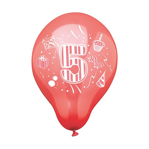 Zahlenluftballons Ø 25 cm farbig sortiert "5" 1