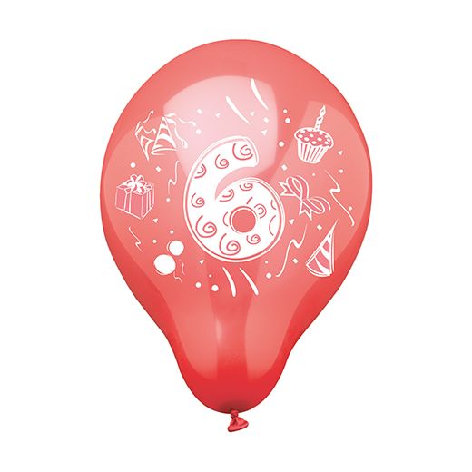 Zahlenluftballons Ø 25 cm farbig sortiert "6" 1