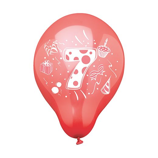 Zahlenluftballons Ø 25 cm farbig sortiert "7" 1