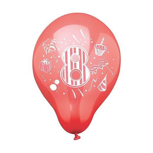 Zahlenluftballons Ø 25 cm farbig sortiert "8" 1