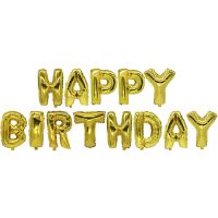 Folienluftballon-Set gold "Happy Birthday"