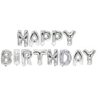 Folienluftballon-Set silber "Happy Birthday"