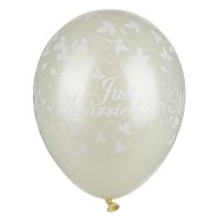 Luftballons Ø 29 cm elfenbein "Just Married" metallic