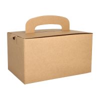 Lunch-Boxen, Pappe "pure" eckig 12,5 cm x 15,5 cm x 22,5 cm braun mit Tragegriff