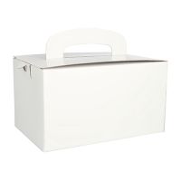 Lunch-Boxen, Pappe "pure" eckig 12,5 cm x 15,5 cm x 22,5 cm weiss mit Tragegriff