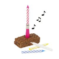 Musikkerze 12 cm farbig sortiert "Happy Birthday" mit 3 Ersatzkerzen