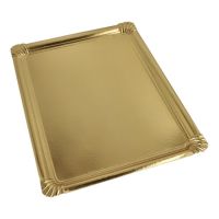 Servierplatten, Pappe, PET-beschichtet eckig 34 cm x 45,5 cm gold