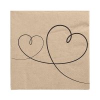 Servietten, 3-lagig 1/4-Falz 33 cm x 33 cm natur "Love" aus recyceltem Papier