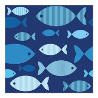 Servietten, 3-lagig 1/4-Falz 33 cm x 33 cm "Blue Fish"