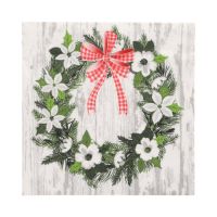 Servietten, 3-lagig 1/4-Falz 33 cm x 33 cm "Christmas Wreath"