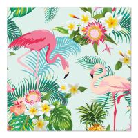 Servietten, 3-lagig 1/4-Falz 33 cm x 33 cm "Exotic Flamingos"