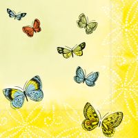 Servietten, 3-lagig 1/4-Falz 33 cm x 33 cm "Papillons"