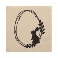 Servietten, 3-lagig 1/4-Falz 33 cm x 33 cm natur "Rabbit Wreath" aus recyceltem Papier