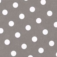 Servietten, 3-lagig 1/4-Falz 40 cm x 40 cm grau "Dots"